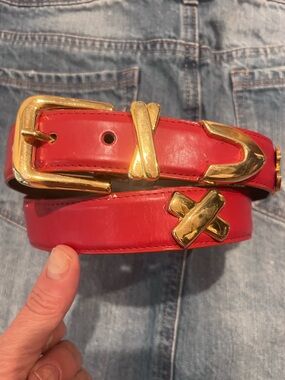 Capezio Red Belt with Gold X Accents